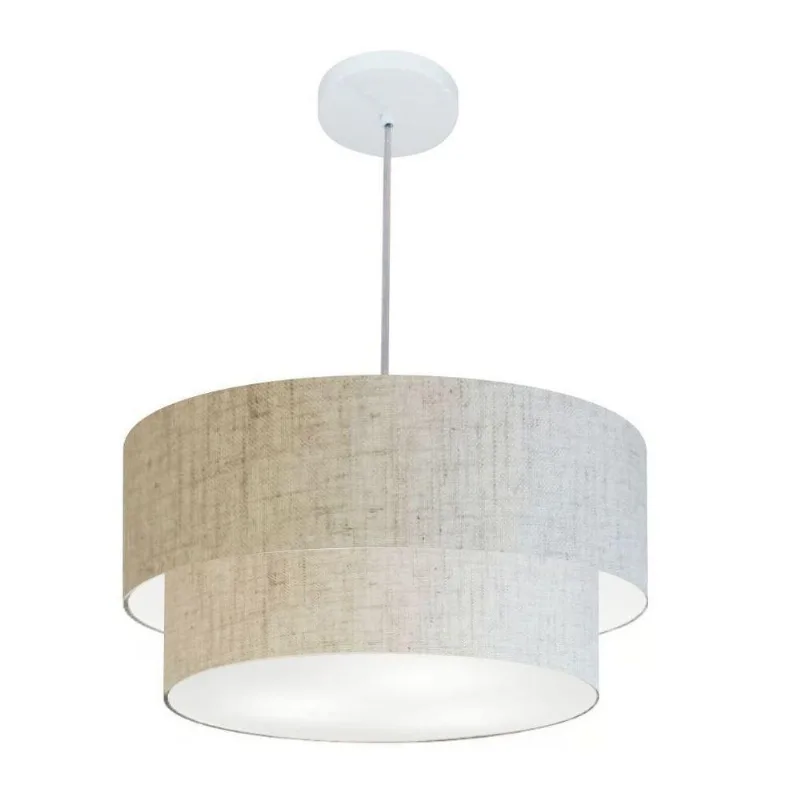 Lustre Duplo Cilíndrico Md-4351 50x40cm Bivolt Rústico Bege - Vivare Brasil Iluminação
