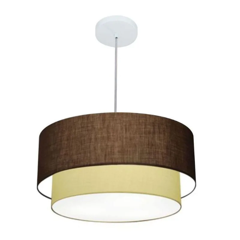 Lustre Duplo Cilíndrico Md-4355 50x40cm Bivolt Café Bege - Vivare Brasil Iluminação