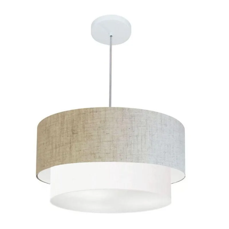 Lustre Duplo Cilíndrico Md-4355 50x40cm Bivolt Bege Branco - Vivare Brasil Iluminação
