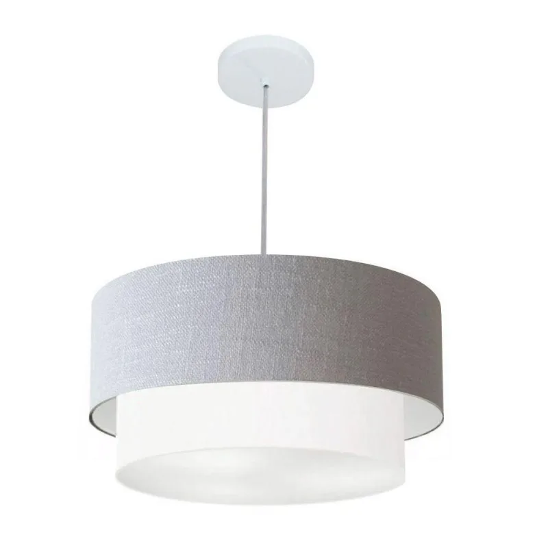Lustre Duplo Cilíndrico Md-4351 50x40cm Cinza Branco Bivolt - Vivare Brasil Iluminação