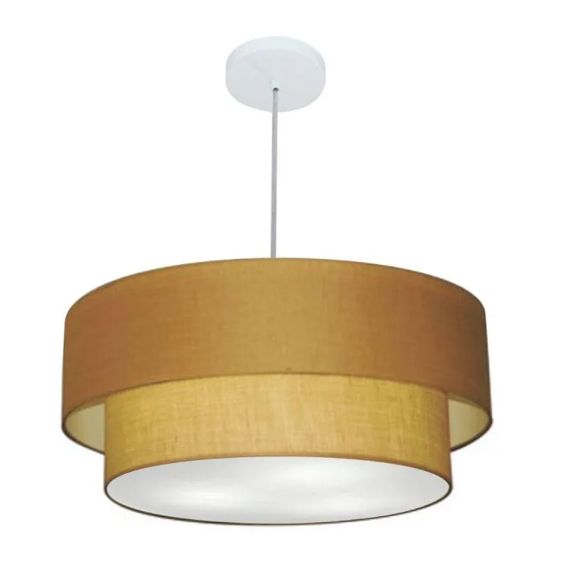 Lustre Duplo Cilíndrico Md-4352 55x50cm Palha Bivolt - Vivare Brasil Iluminação