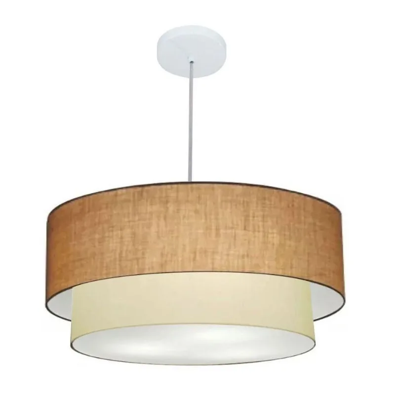Lustre Duplo Cilíndrico Md-4352 55x50cm Palha Bege Bivolt - Vivare Brasil Iluminação