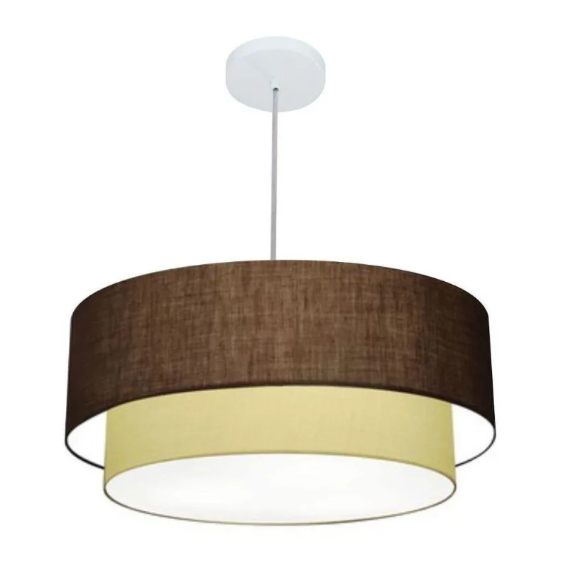 Lustre Duplo Cilíndrico Md-4353 60x50cm Bivolt Café Bege - Vivare Brasil Iluminação