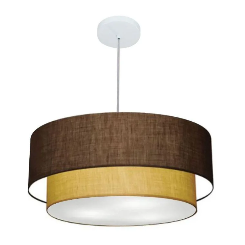 Lustre Duplo Cilíndrico Md-4353 60x50cm Bivolt Café Palha - Vivare Brasil Iluminação