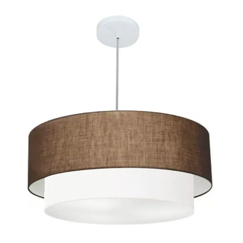 Lustre Duplo Cilíndrico Md-4353 60x50cm Bivolt Café Branco - Vivare Brasil Iluminação