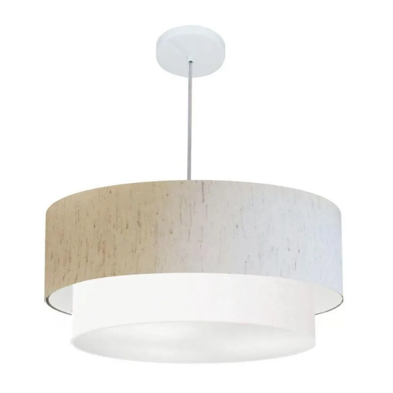 Lustre Duplo Cilíndrico Md-4353 60x50cm Bivolt Bege Branco - Vivare Brasil Iluminação