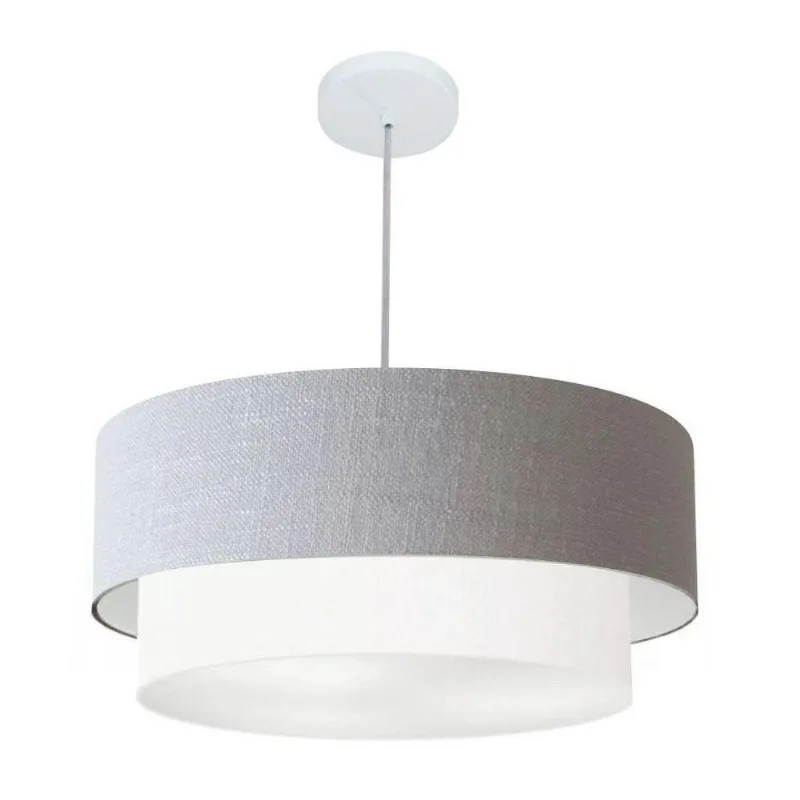 Lustre Duplo Cilíndrico Md-4353 60x50cm Bivolt Cinza Branco - Vivare Brasil Iluminação