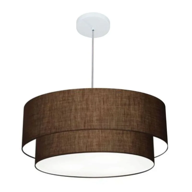 Lustre Duplo Cilíndrico Md-4357 Tecido 60x50cm Bivolt Café - Vivare Brasil Iluminação