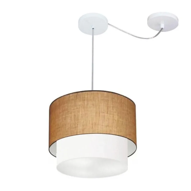 Pendente Duplo Cilíndrico Com Desvio De Centro Vivare Md-4358 Cúpula Em Tecido 30x25cm