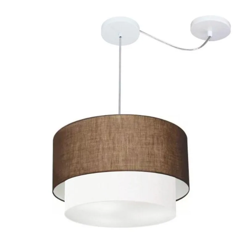 Pendente Duplo Cilíndrico Desvio Md-4359 40x35cm Café Branco