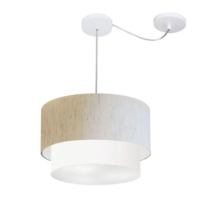Pendente Duplo Cilíndrico Desvio Md-4359 40x35cm Bege Branco - Vivare Brasil Iluminação
