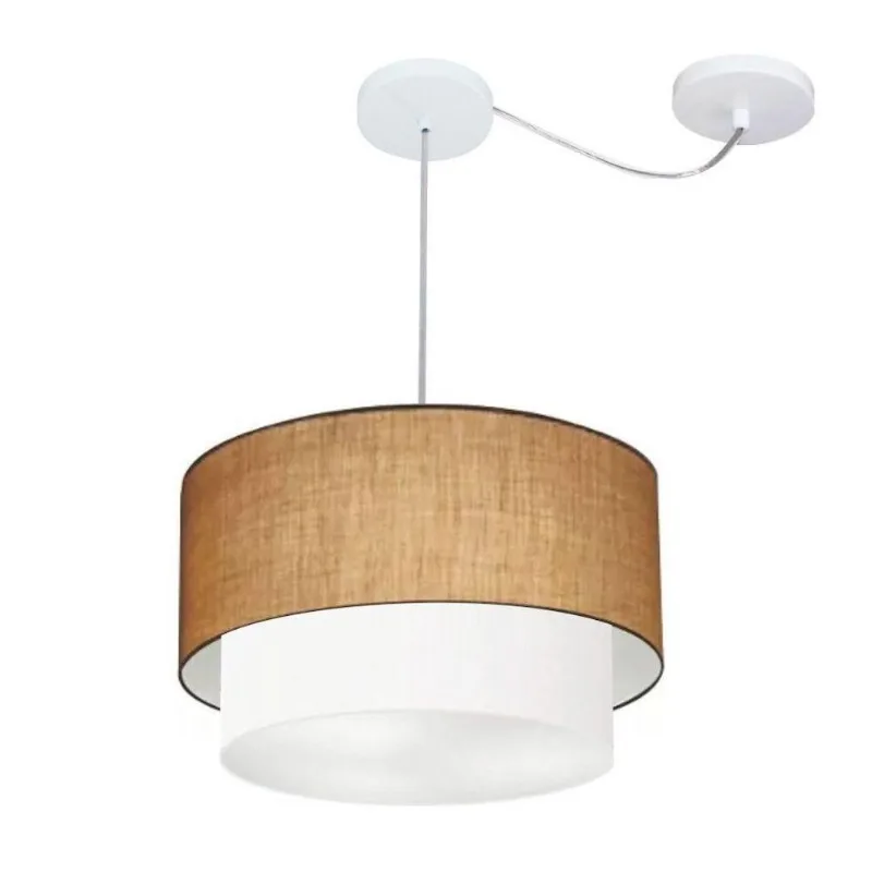 Pendente Duplo Cilíndrico Desvio Md-4359 40x35 Palha Branco - Vivare Brasil Iluminação
