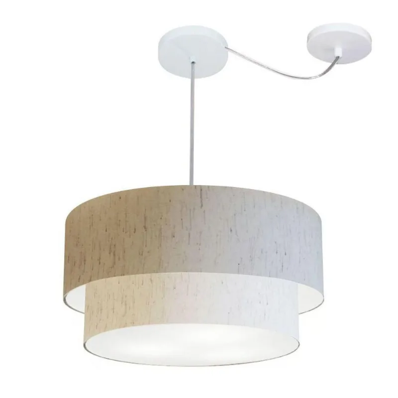 Pendente Duplo Cilíndrico Desvio Md-4360 45x40cm Linho Bege
