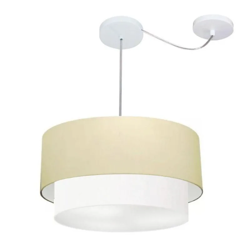 Pendente Duplo Cilíndrico Desvio 45x40 Algodão Branco Bivolt