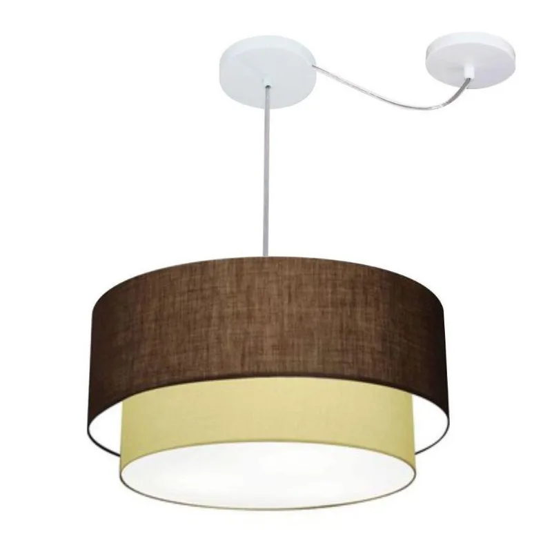 Pendente Duplo Cilíndrico Desvio 45x40cm Café Bege Bivolt - Vivare Brasil Iluminação