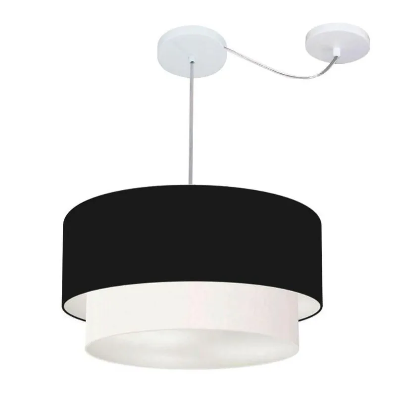 Pendente Duplo Cilíndrico Desvio Md-4365 45x40 Preto Branco