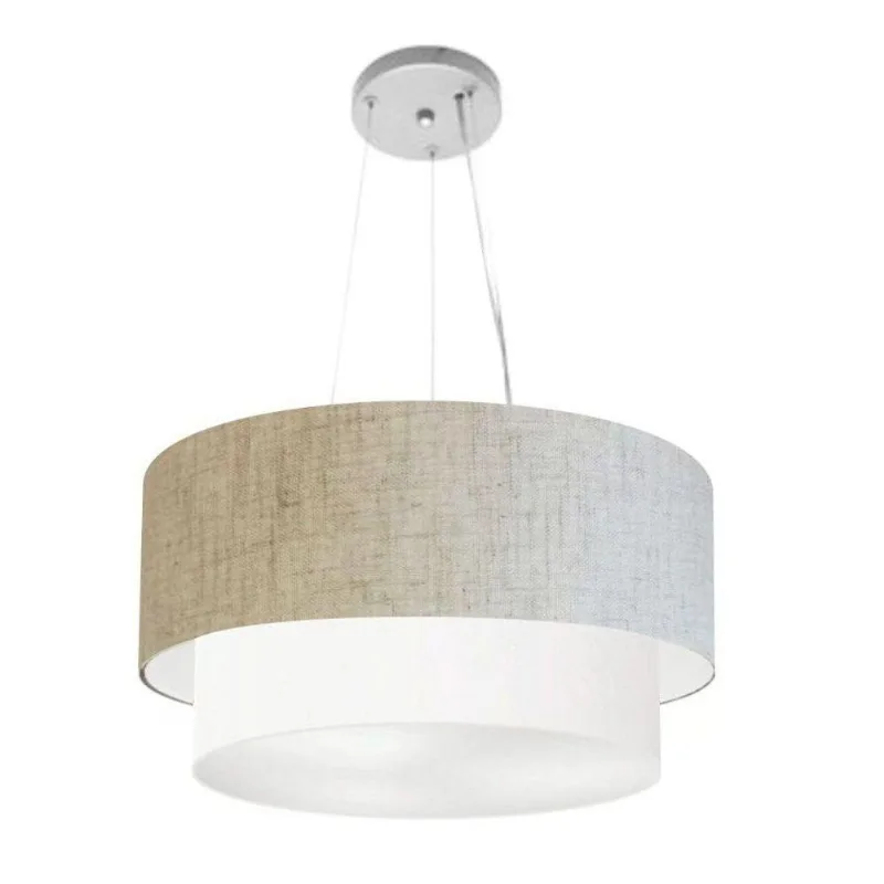 Lustre Duplo Cilíndrico Md-4369 45x40cm Bivolt Bege Branco - Vivare Brasil Iluminação