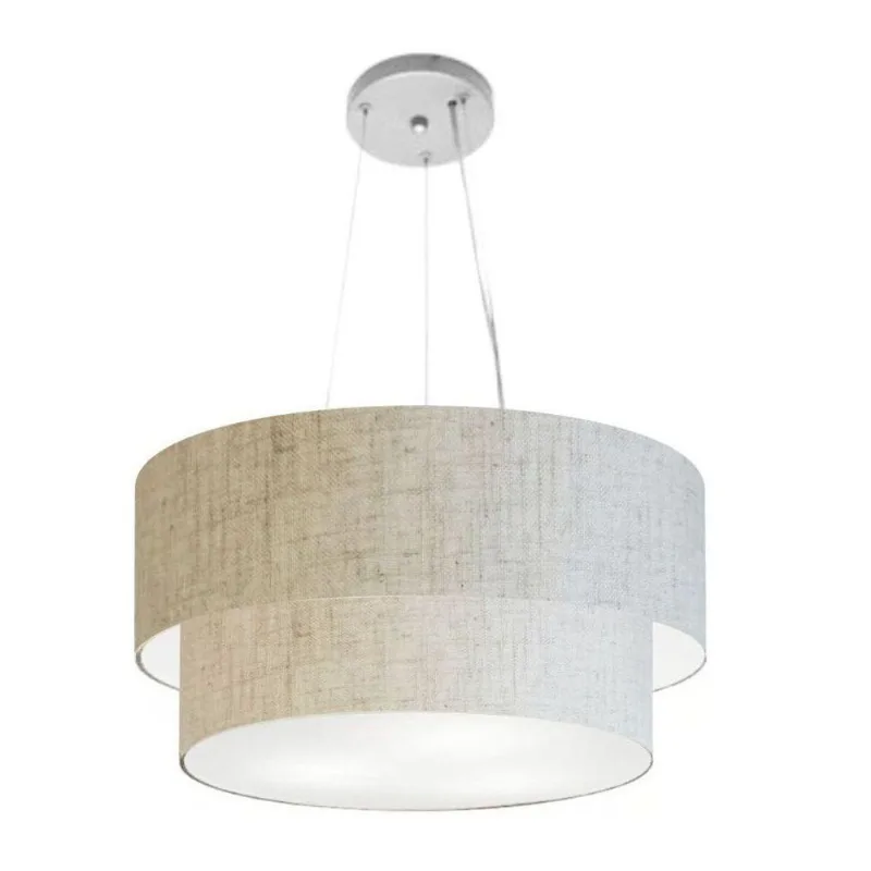 Lustre Duplo Cilíndrico Md-4369 45x40cm Bivolt Rústico Bege