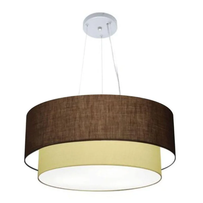 Lustre Duplo Cilíndrico Md-4370 55x50cm Bivolt Café Bege
