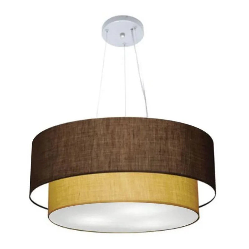 Lustre Duplo Cilíndrico Md-4370 55x50cm Bivolt Café Palha
