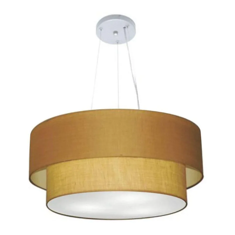 Lustre Duplo Cilíndrico Md-4370 Tecido 55x50cm Bivolt Palha