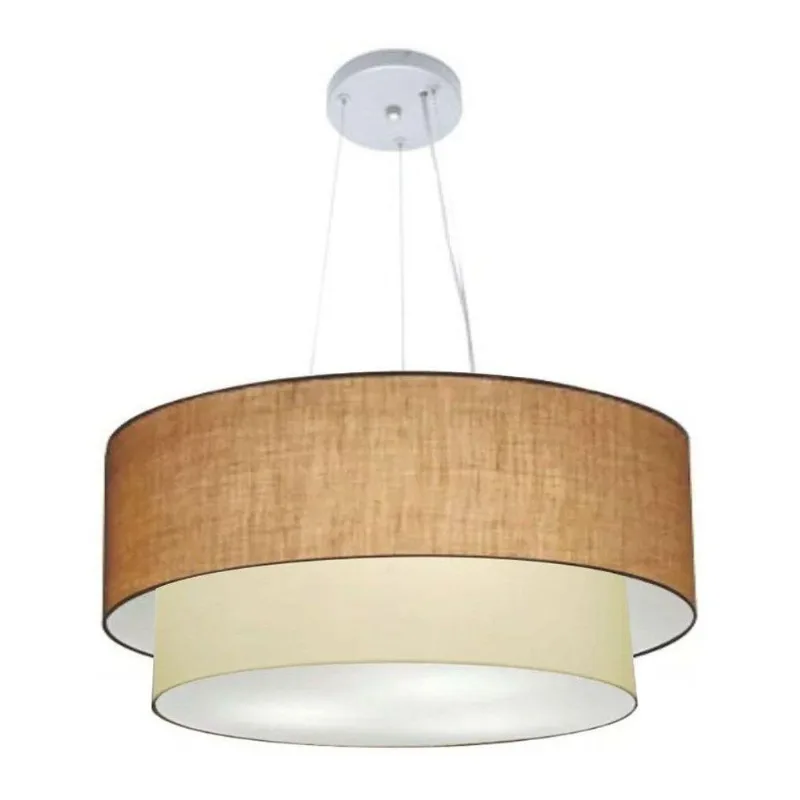 Lustre Duplo Cilíndrico Md-4370 55x50cm Bivolt Palha Bege