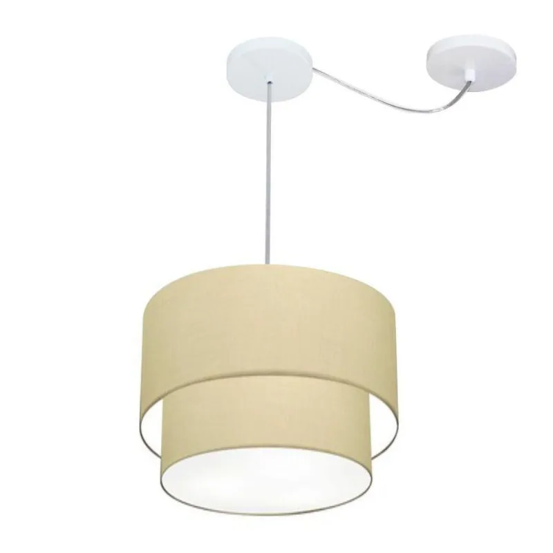 Pendente Duplo Cilíndrico Desvio Md-4358 30x25cm Algodão Crú
