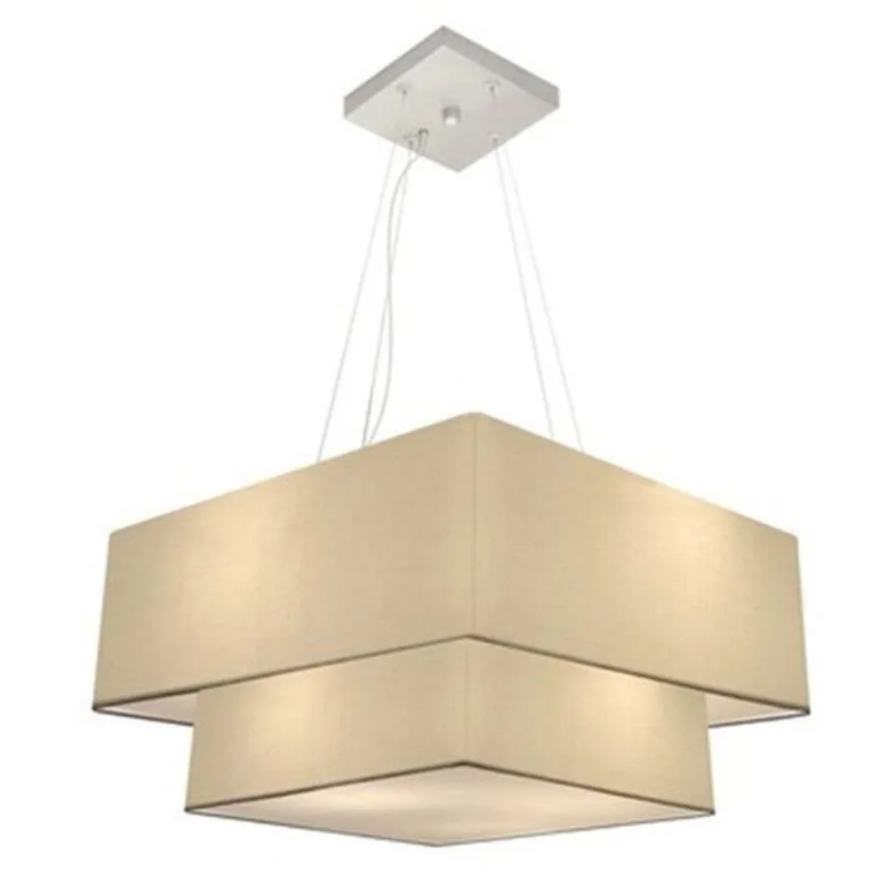 Lustre Duplo Quadrado Md-4346 70x60cm Bivolt Algodão Crú