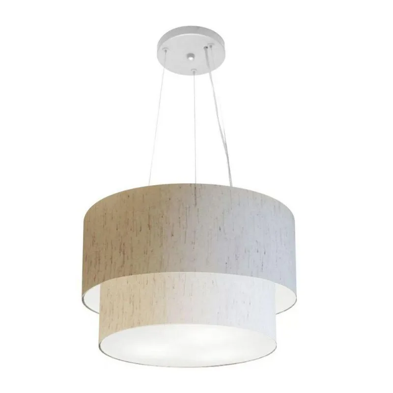 Lustre Duplo Cilíndrico Md-4158 40x35cm Bivolt Linho Bege - Vivare Brasil Iluminação