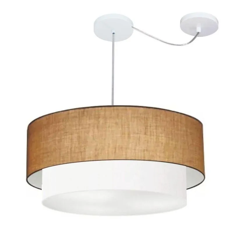Pendente Duplo Cilíndrico Desvio Md-4368 60x50 Palha Branco