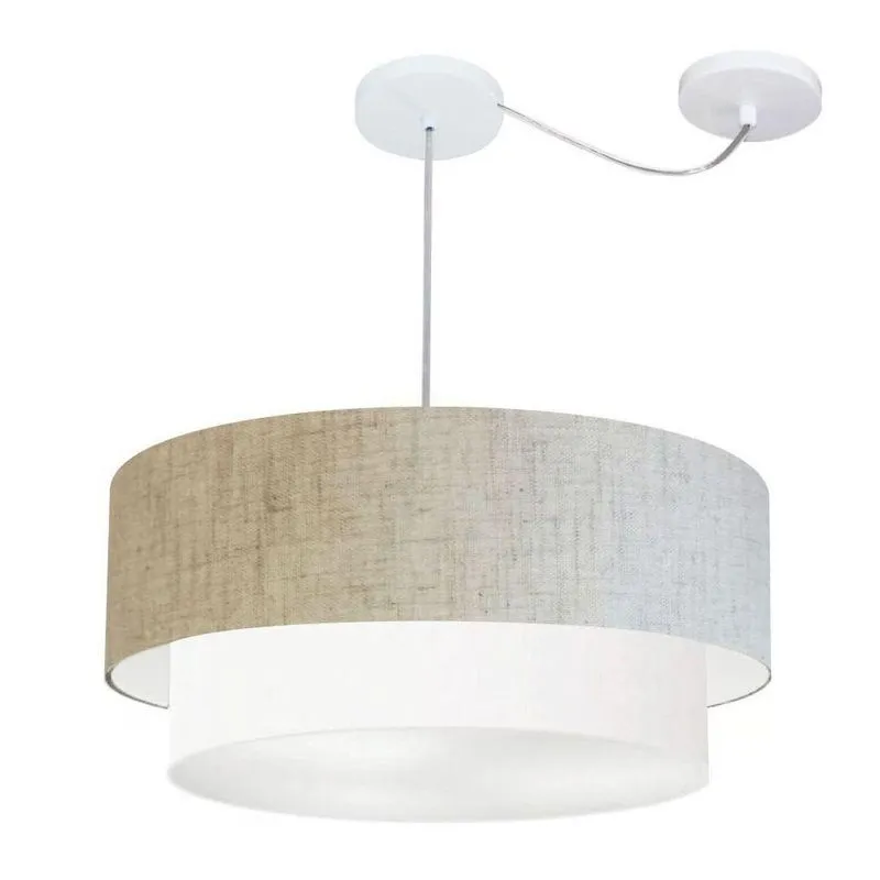 Pendente Duplo Cilíndrico Desvio Md-4368 60x50cm Bege Branco
