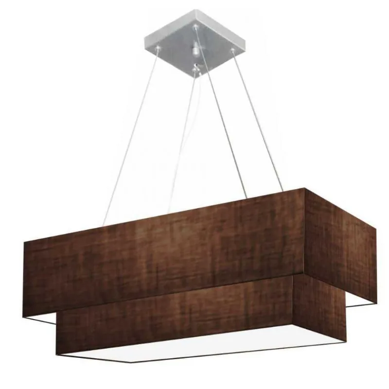 Lustre Duplo Retangular Md-4321 80x40 70x30 Bivolt Café - Vivare Brasil Iluminação