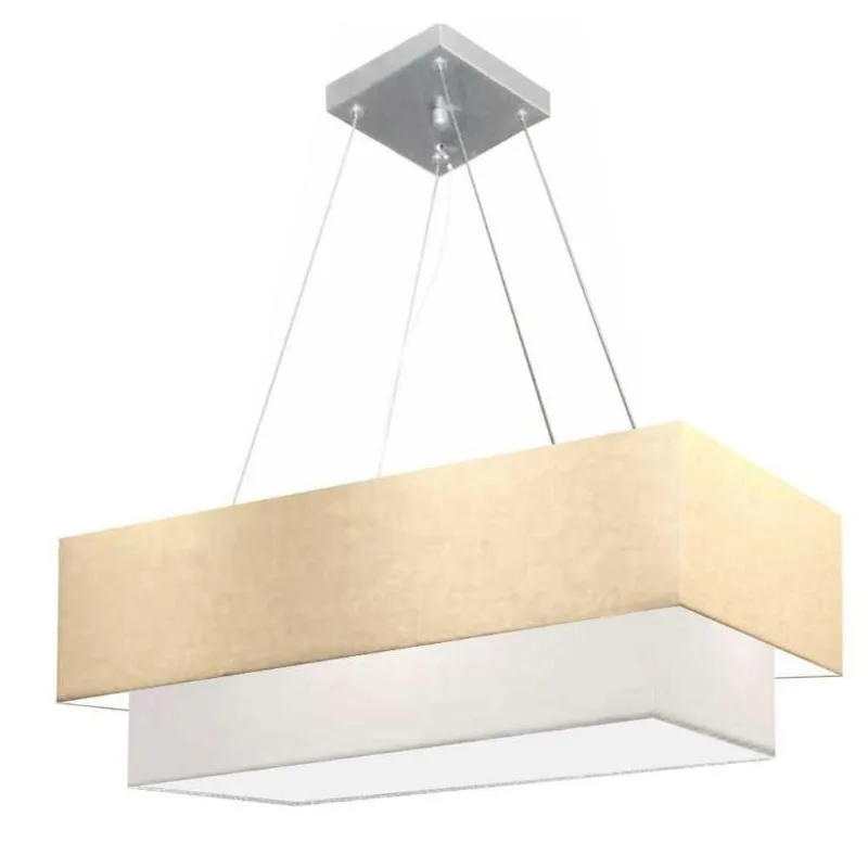 Lustre Duplo Retangular Md-4321 80x40 70x30 Algodão Branco