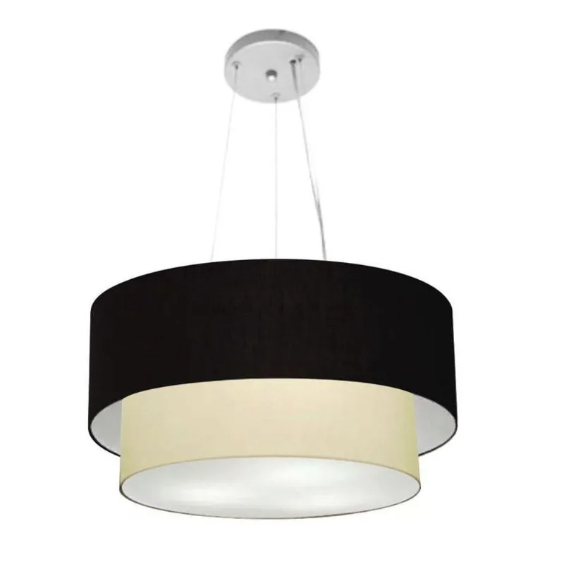 Lustre Duplo Cilíndrico Md-4369 45x40cm Bivolt Preto Bege - Vivare Brasil Iluminação