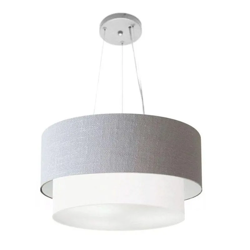 Lustre Duplo Cilíndrico Md-4061 50x40cm Bivolt Cinza Branco