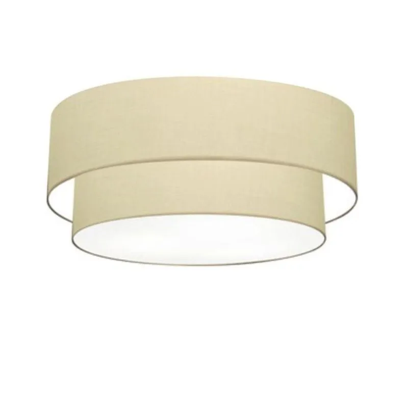Plafon Duplo Cilíndrico Vivare Md-3064 Cúpula Em Tecido 70x60cm - Bivolt Algodão-crú 127/220v