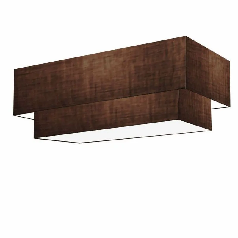 Plafon Duplo Retangular Vivare Md-3072 Cúpula Em Tecido 99x40cm X 80x30cm - Bivolt Café 127/220v