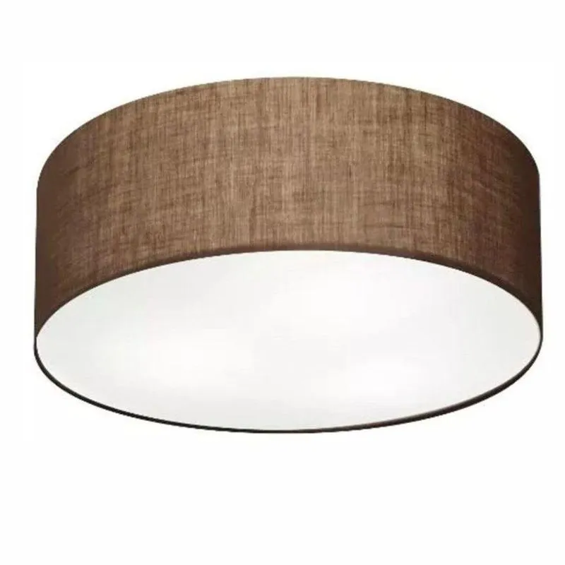 Plafon Cilíndrico Vivare Md-3006 Cúpula Em Tecido 60x15cm - Bivolt Café 127/220v