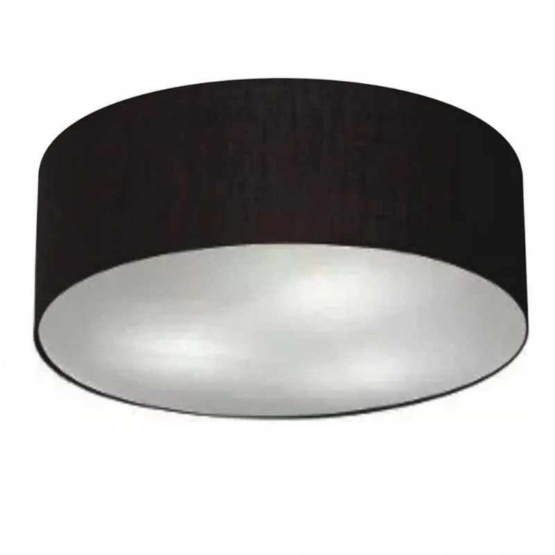 Plafon Cilíndrico Md-3006 Tecido 60x15cm Bivolt Preto - Vivare Brasil Iluminação