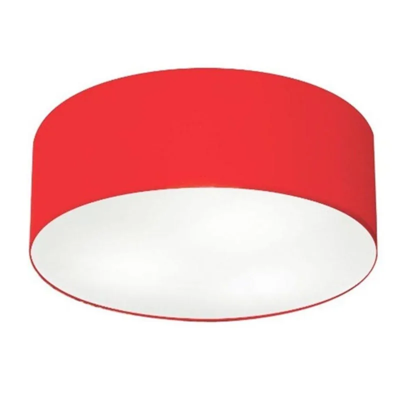 Plafon Cilíndrico Md-3006 Tecido 60x15cm Bivolt Vermelho