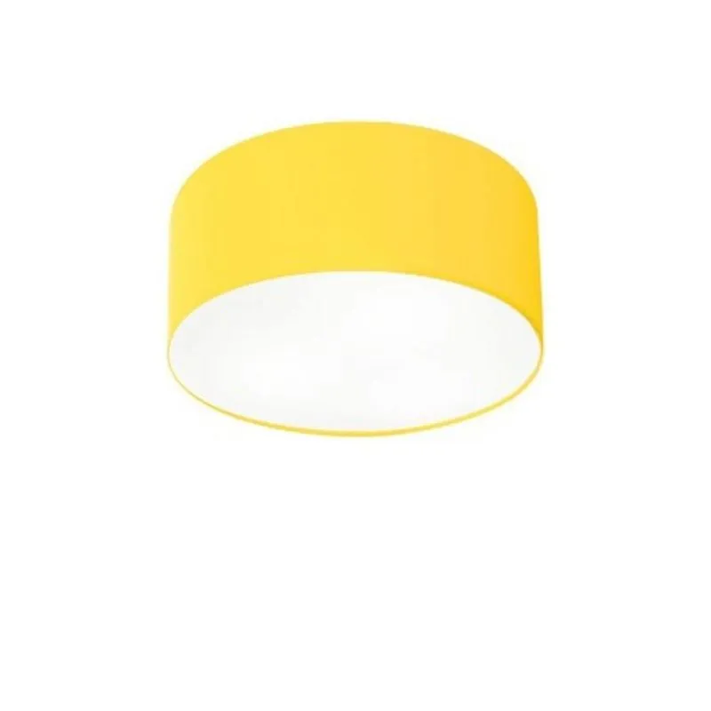 Plafon Cilíndrico Md-3010 Tecido 30x12cm Bivolt Amarelo