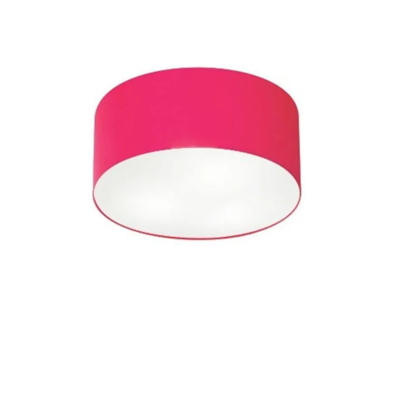 Plafon Cilíndrico Md-3010 Tecido 30x12cm Bivolt Rosa Pink
