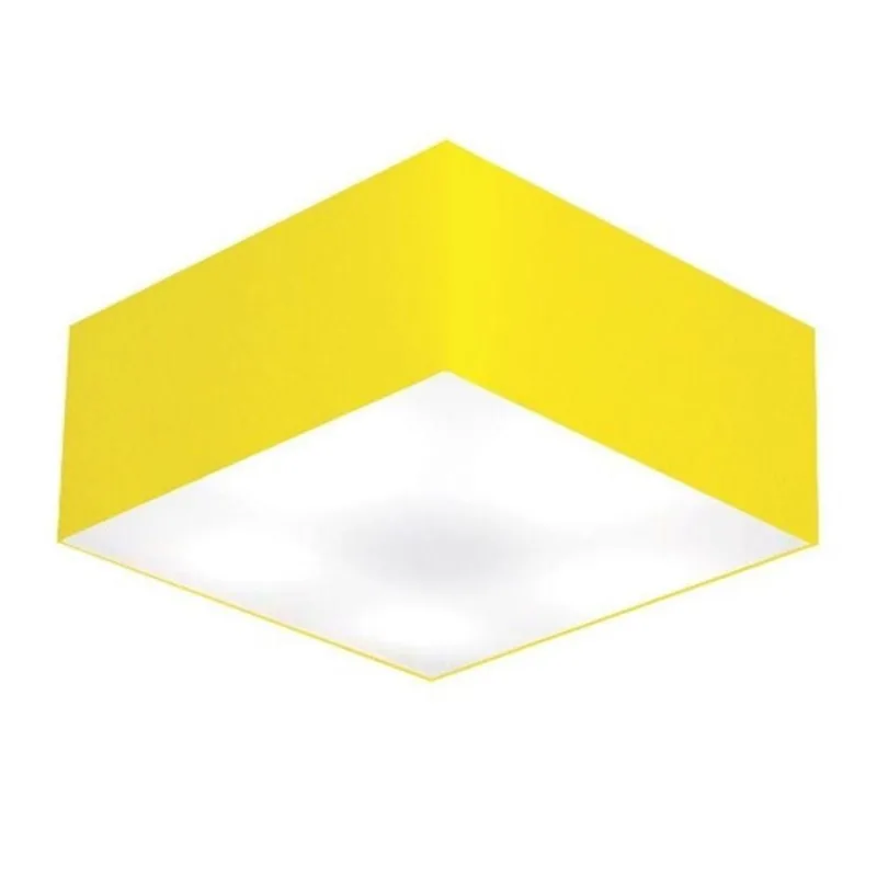 Plafon Quadrado Vivare Md-3012 Cúpula Em Tecido 21/50x50cm - Bivolt Amarelo 127/220v