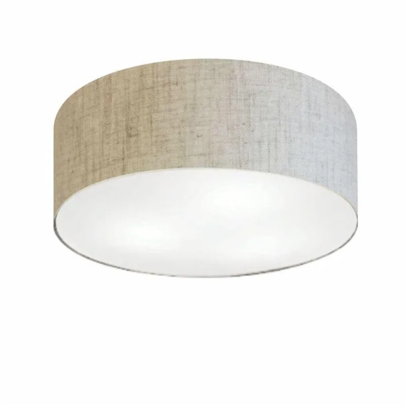Plafon Cilíndrico Vivare Tecido 50x15cm Bivolt Rústico Bege - Vivare Brasil Iluminação
