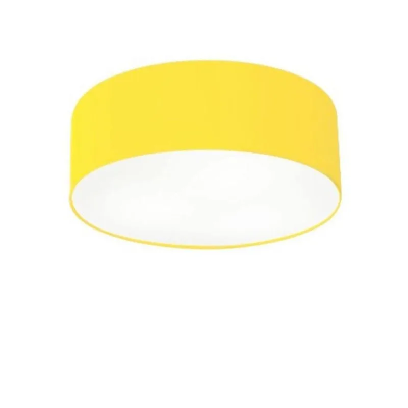 Plafon Cilíndrico Md-3046 Tecido 35x12cm Bivolt Amarelo - Vivare Brasil Iluminação
