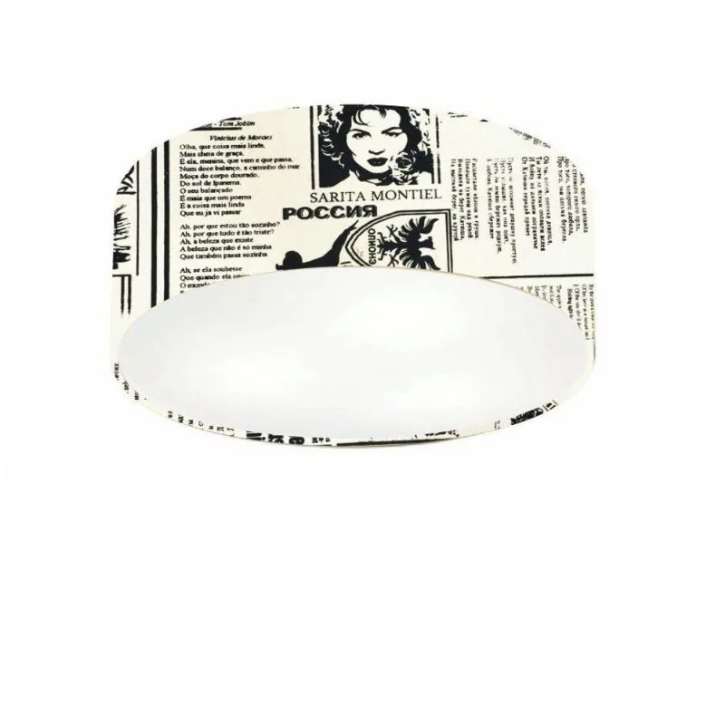 Plafon Cilíndrico Md-3046 Tecido 35x12cm Bivolt Ny-jornal - Vivare Brasil Iluminação