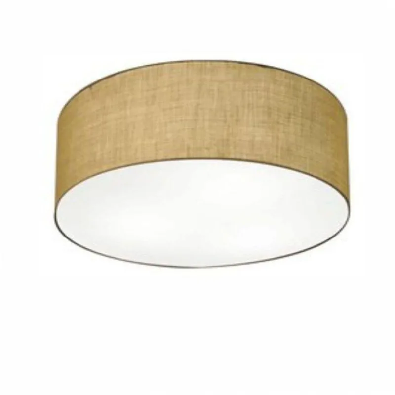 Plafon Cilíndrico Md-3047 Tecido 45x15cm Bivolt Palha - Vivare Brasil Iluminação