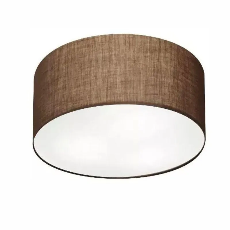 Plafon De Teto Md-3048 Cúpula Em Tecido Cilíndrica Bivolt Café Vivare Brasil Iluminação