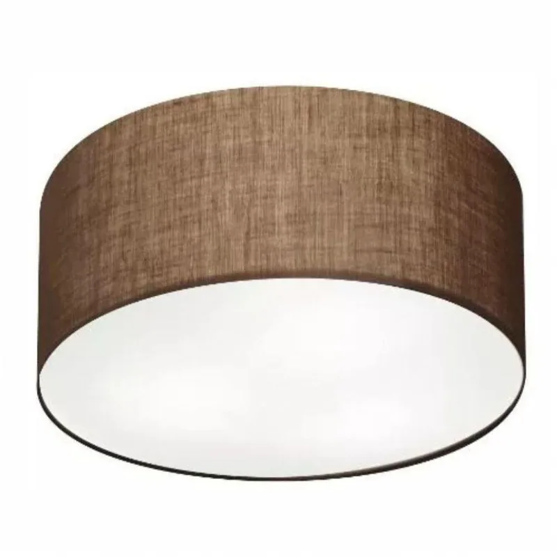 Plafon Cilíndrico Md-3054 Tecido 70x21cm Bivolt Café