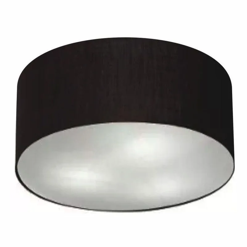 Plafon De Teto Md-3055 Cúpula Em Tecido Grande 80x21cm Bivolt Preto Vivare Brasil Iluminação
